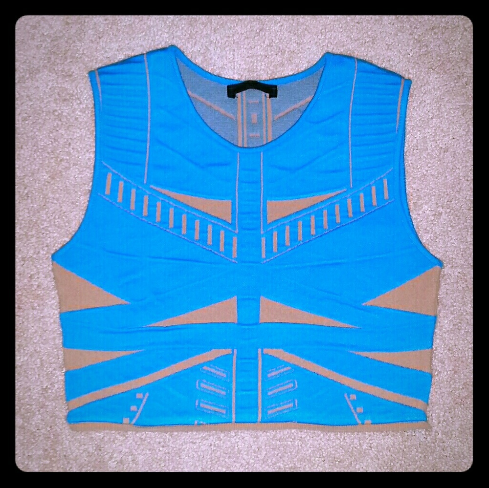 RVN Textured Turquoise & Tan Crop Top